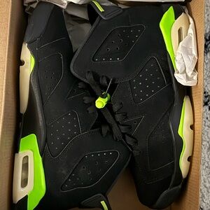 Jordan 6 Retro Black and Neon Green Sneakers